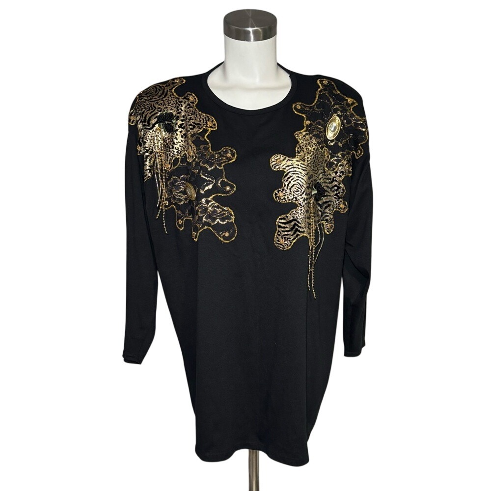 Focus Women's One Size Black Vintage Tunic Top. Authentic Blast From The Past!